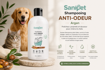 Sanipet Shampooing Anti-Odeur à l'Huile d'Argan 500ml