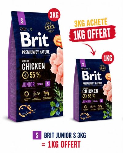 Brit Premium by Nature Aliment Sec Chien Junior Small 3 Kg +1kg offert
