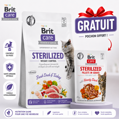 Brit Care sterilized weight control 400g +Pochon Gratuit