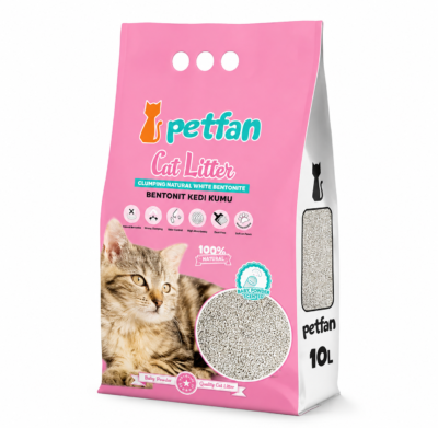 Petfan Litière pour Chat Agglomérante Parfum Baby Powder 10 L