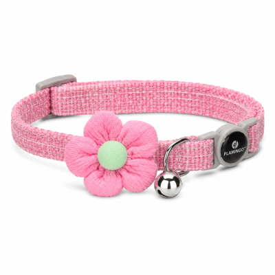 Collier pour Chat  avec Fleur et Clochette Flamingo – Rose