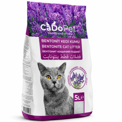 CaDoPet Litière pour Chat Bentonite Agglomérante Parfum Lavande 5 L