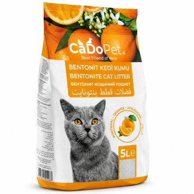 CaDoPet Litière pour Chat Bentonite Agglomérante Parfum Orange 5L