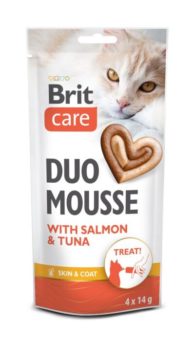 Brit Care Duo Mousse Saumon  Thon pour Chat  Skin and Coat  4 x 14 g