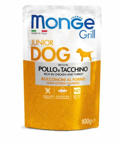 Monge Grill Coocked Pour Choit et Junior Riches en Poulet et Dinde 100g Monge Grill Coocked Pour Choit et Junior Riches en Poulet et Dinde 100g