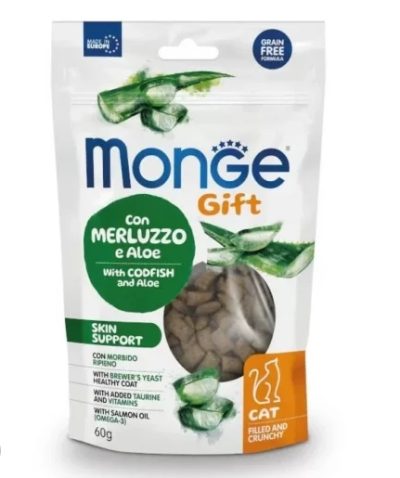 Monge gift pour Chat Adulte fourrée et croustillante à l’Aloe Vera /Skin Support/ 60 g