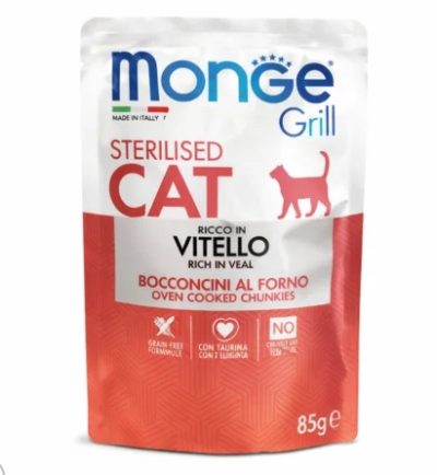 Monge Grill cooked en gelée Pour Chat Sterilisé Riches en Veau 85g