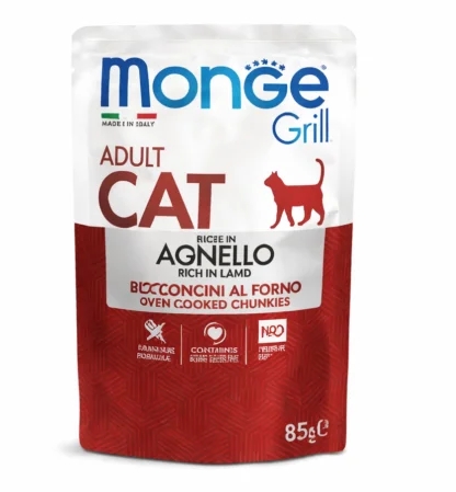 Monge Grill cooked/ en Gelée Pour Chat Adulte Riches en Agneau 85g Monge Grill cooked/ en Gelée Pour Chat Adulte Riches en Agneau 85g