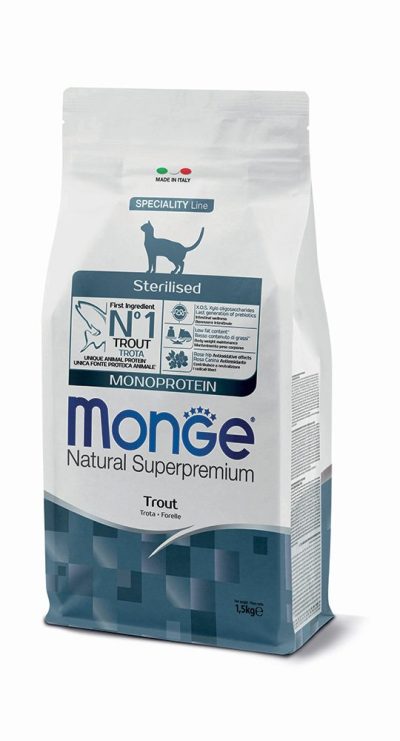 Monge Natural Superpremium Monoprotein Croquettes Chat Stérilisé Truite 1,5 kg