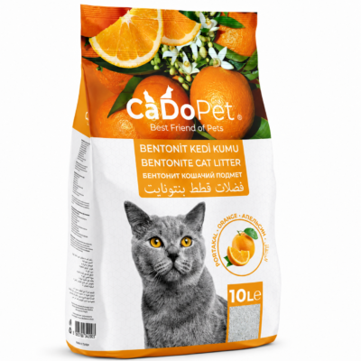 CaDoPet Litière pour Chat Bentonite Agglomérante Parfum Orange  10 L