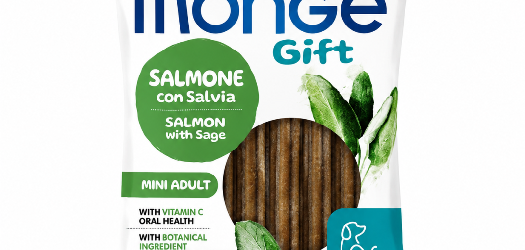 Monge Gift Dental Sticks Mini Adult 120 g – Friandises dentaires au saumon et à la sauge pour petit chien