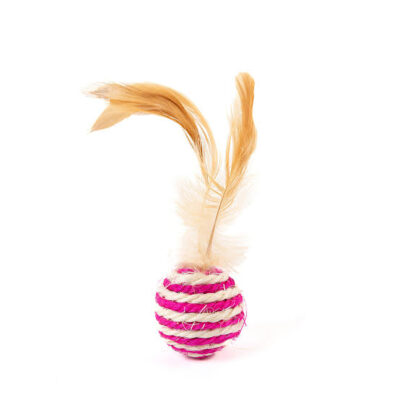 Jouet pour Chat - Balle Interactive à Plumes Rose