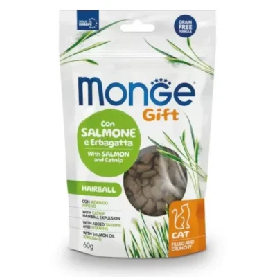 Monge Gift Hairball Saumon & catnip Friandises Croquantes pour Chat 60 g