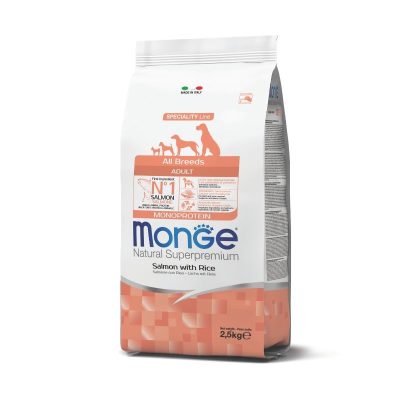 Monge Speciality Line Monoprotein Croquettes Chien Adulte Saumon & Riz – Toutes Races  2,5 kg