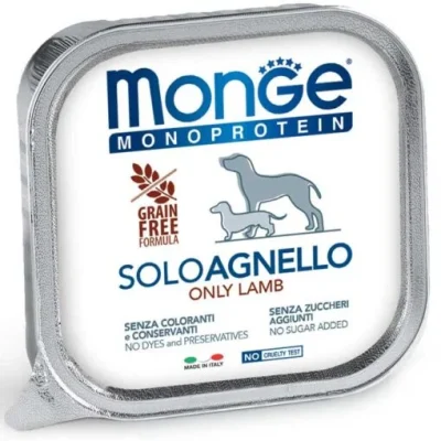 Monge Pâtée Monoprotein Solo Agneau pour Chien Grain Free 150 g