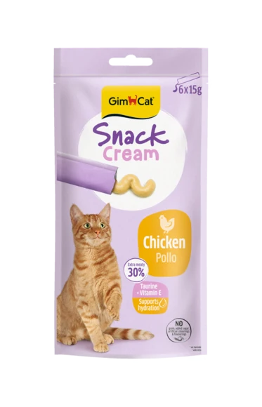 GimCat Snack Cream Poulet – Friandise pour Chat 6×15g