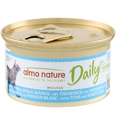Almo Nature Daily en Mousse 85g pour Chat Adulte Thon & Poisson Blanc