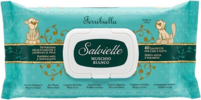 Lingettes Humides pour Chiens et Chats au Musc Blanc-Ferribiella