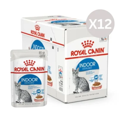 Royal Canin Pâtée Indoor Sterilised en Sauce pour Chat - pack (12x85g)