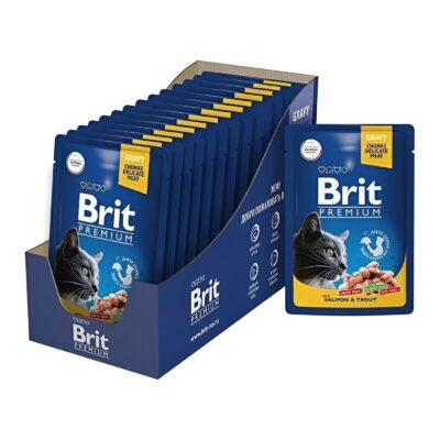 Brit Premium Pochon Saumon et Truite pour chat adult 24 x100g