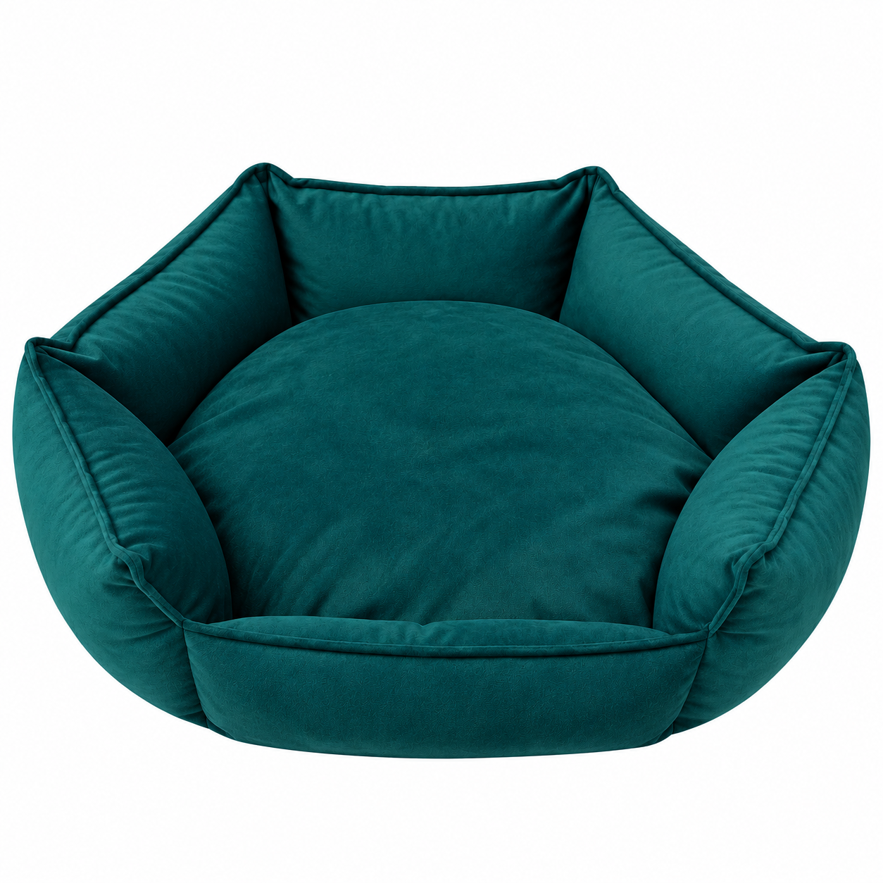 275f19f6-f7ca-4f12-b3bb-234829838583 Lit confortable pour chat et petit chien vert canard avec coussin et rebords rembourrés, diamètre 70 cm
