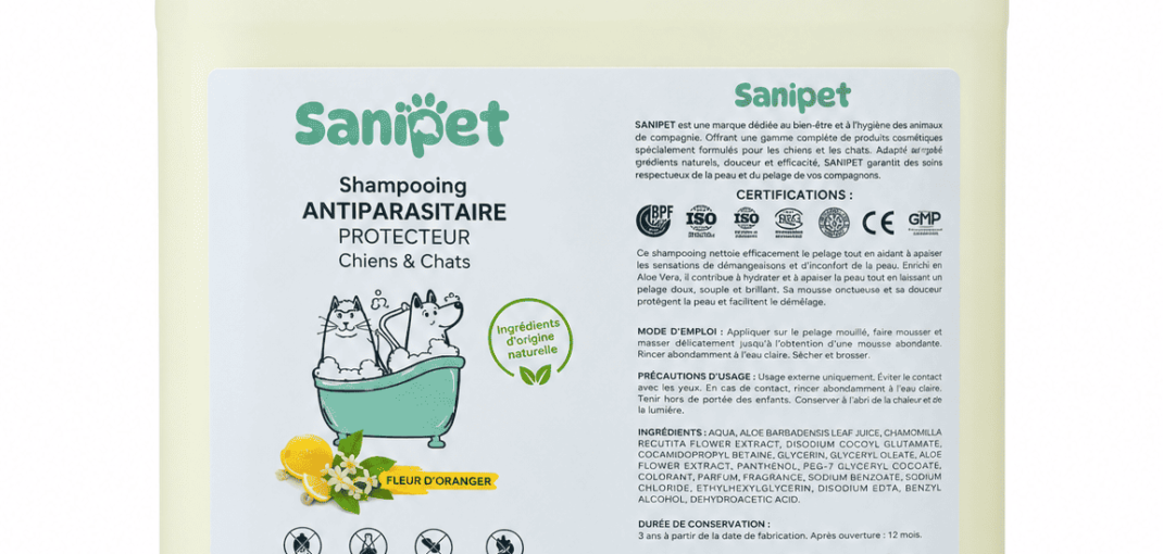 SaniPet Shampoing Antiparasitaire Fleur d’Orange 5L pour chien et chat