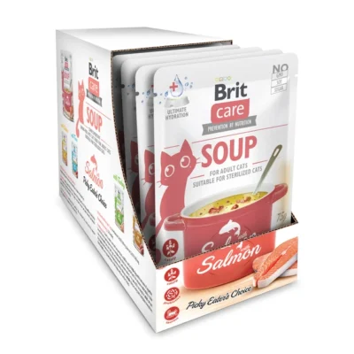 Brit Care Aliment Humide Chat Soupe au saumon pour chats (15 x75 g)