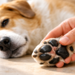 coussinets du chien examinés après une promenade