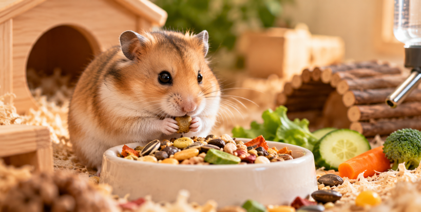 alimentation hamster avec mélange de graines et céréales