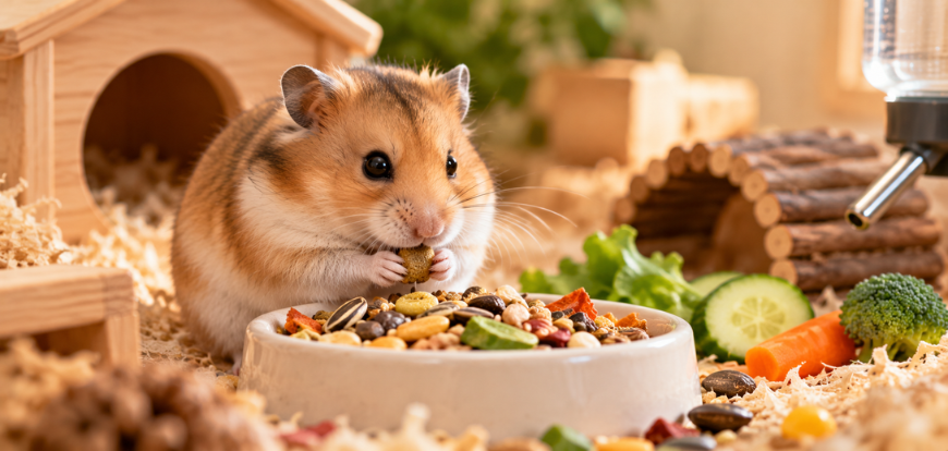 alimentation hamster avec mélange de graines et céréales