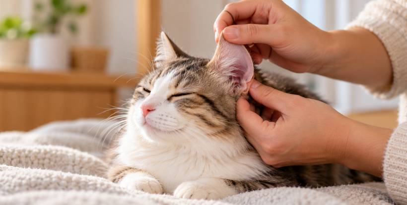Oreilles du chat examinées pour repérer les signes d'irritation