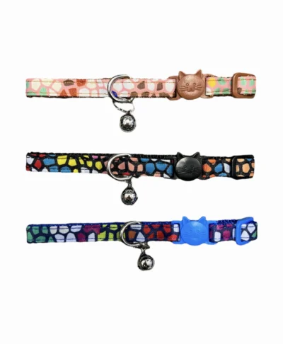 Collier mosaïque pour chat avec grelot en trois coloris