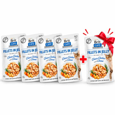 Brit Care Cat Fillets in Jelly Poulet et Fromage 85 g – visuel 4 sachets plus 1 offert